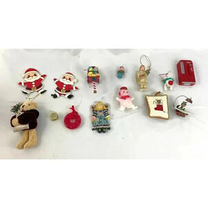 14x VTG Holiday Ornaments Christmas Snowman Santa Bear Candy Decor‎ 1990s
